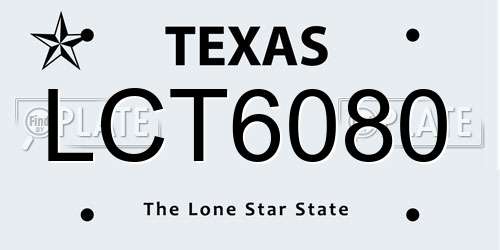 LCT6080 Texas License Plate