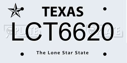 LCT6620 Texas License Plate