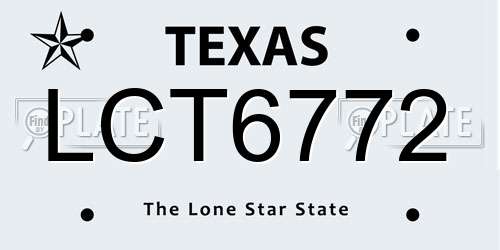 LCT6772 Texas License Plate