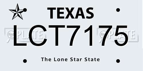 LCT7175 Texas License Plate