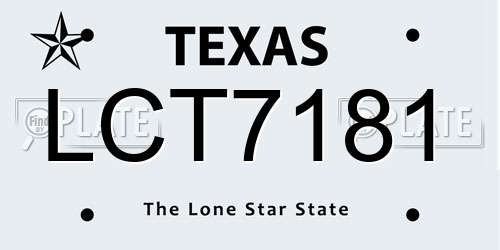LCT7181 Texas License Plate