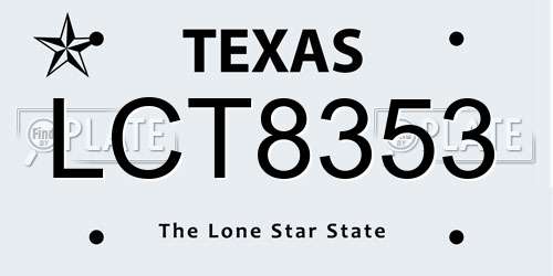 LCT8353 Texas License Plate