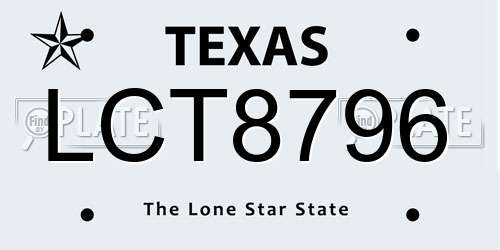 LCT8796 Texas License Plate