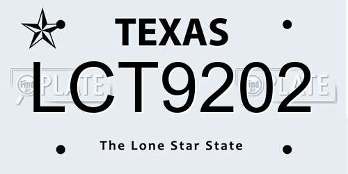 LCT9202 Texas License Plate