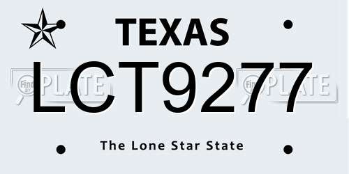 LCT9277 Texas License Plate