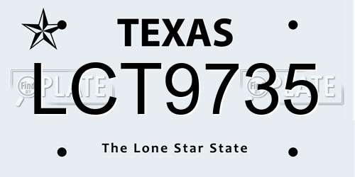 LCT9735 Texas License Plate