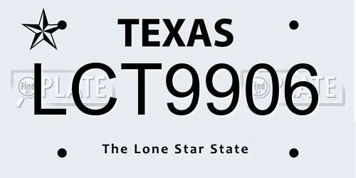 LCT9906 Texas License Plate
