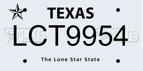 LCT9954 Texas License Plate