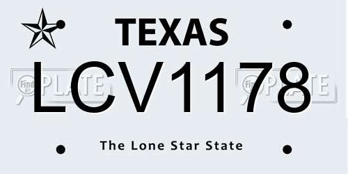 LCV1178 Texas License Plate