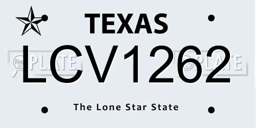 LCV1262 Texas License Plate