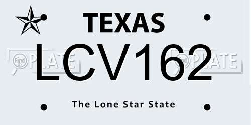 LCV162 Texas License Plate