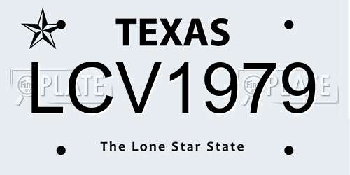 LCV1979 Texas License Plate