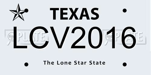 LCV2016 Texas License Plate