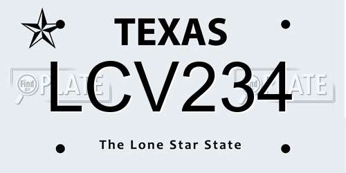 LCV234 Texas License Plate