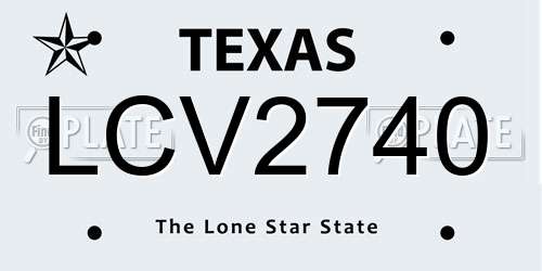 LCV2740 Texas License Plate