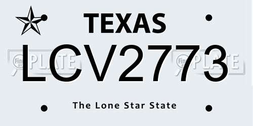LCV2773 Texas License Plate