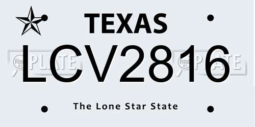 LCV2816 Texas License Plate