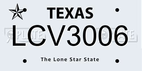 LCV3006 Texas License Plate