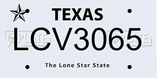 LCV3065 Texas License Plate