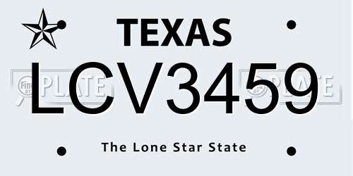 LCV3459 Texas License Plate