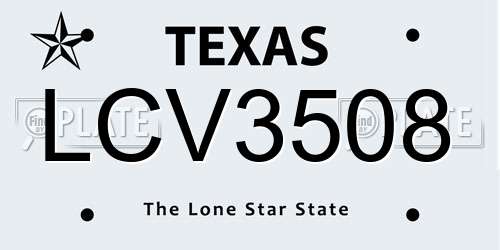 LCV3508 Texas License Plate