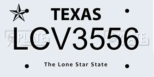 LCV3556 Texas License Plate