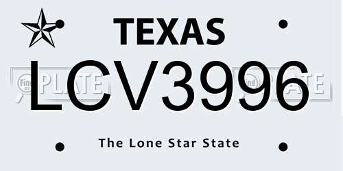 LCV3996 Texas License Plate