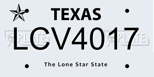 LCV4017 Texas License Plate