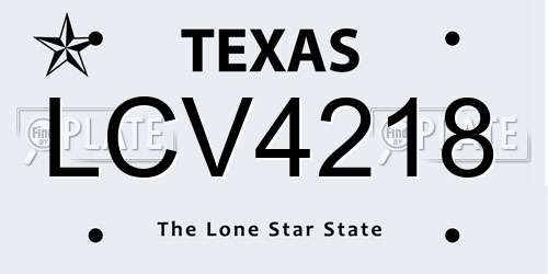 LCV4218 Texas License Plate