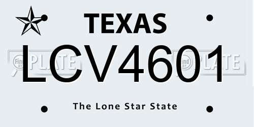 LCV4601 Texas License Plate