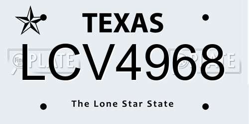 LCV4968 Texas License Plate