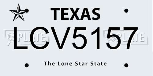 LCV5157 Texas License Plate