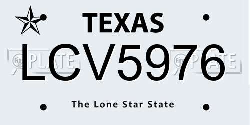 LCV5976 Texas License Plate
