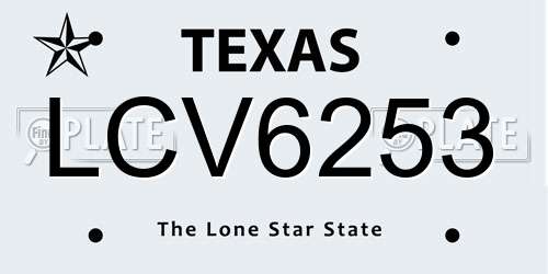 LCV6253 Texas License Plate