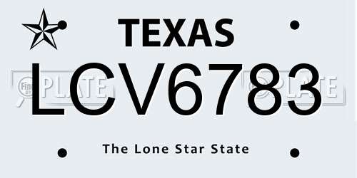 LCV6783 Texas License Plate
