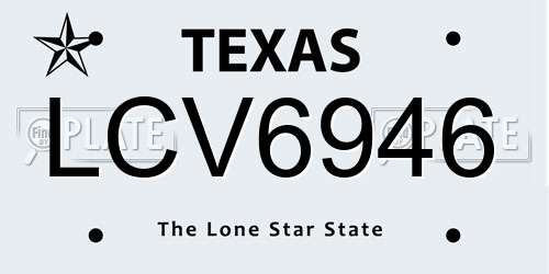 LCV6946 Texas License Plate