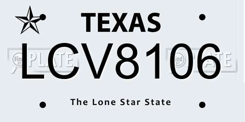 LCV8106 Texas License Plate