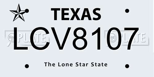 LCV8107 Texas License Plate