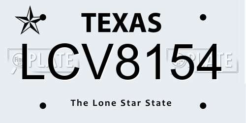 LCV8154 Texas License Plate