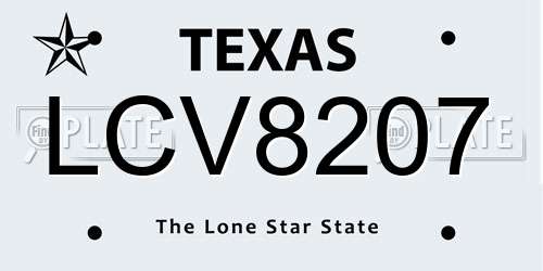 LCV8207 Texas License Plate