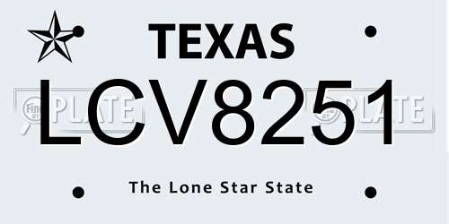 LCV8251 Texas License Plate