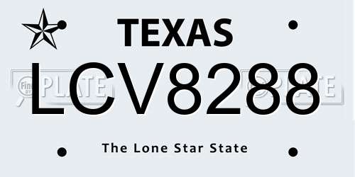 LCV8288 Texas License Plate