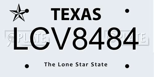 LCV8484 Texas License Plate
