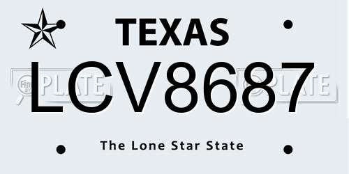 LCV8687 Texas License Plate