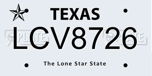 LCV8726 Texas License Plate