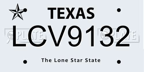 LCV9132 Texas License Plate