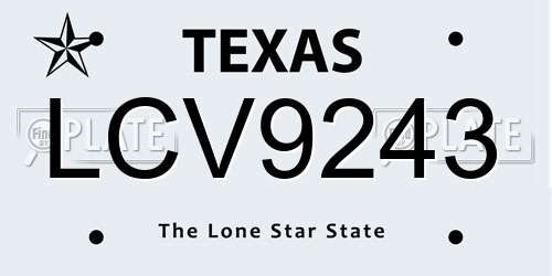 LCV9243 Texas License Plate