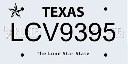 LCV9395 Texas License Plate