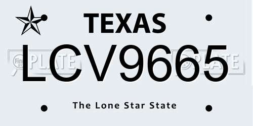 LCV9665 Texas License Plate