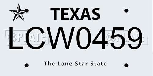 LCW0459 Texas License Plate